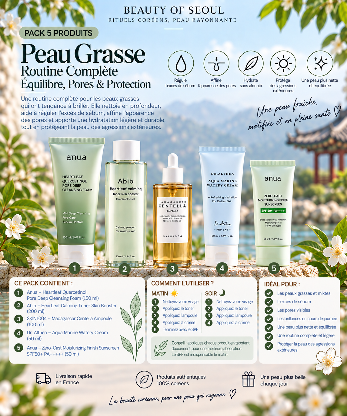 Pack peau grasse 5 produits