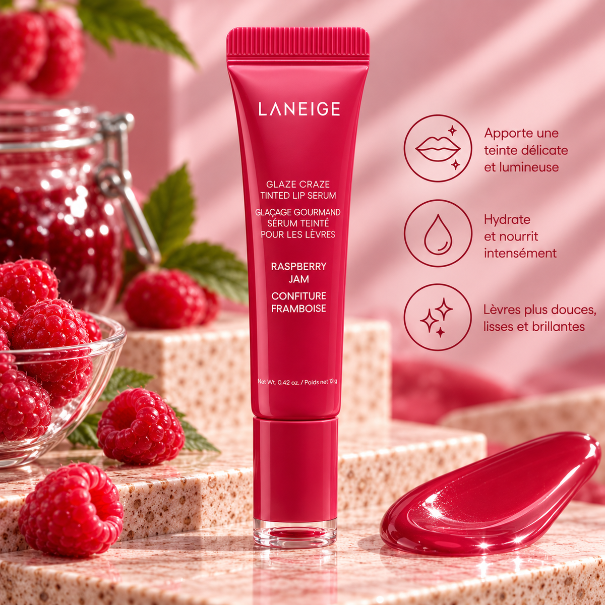 LANEIGE – Glazey Lip Oil – Raspberry Jam – 12 g