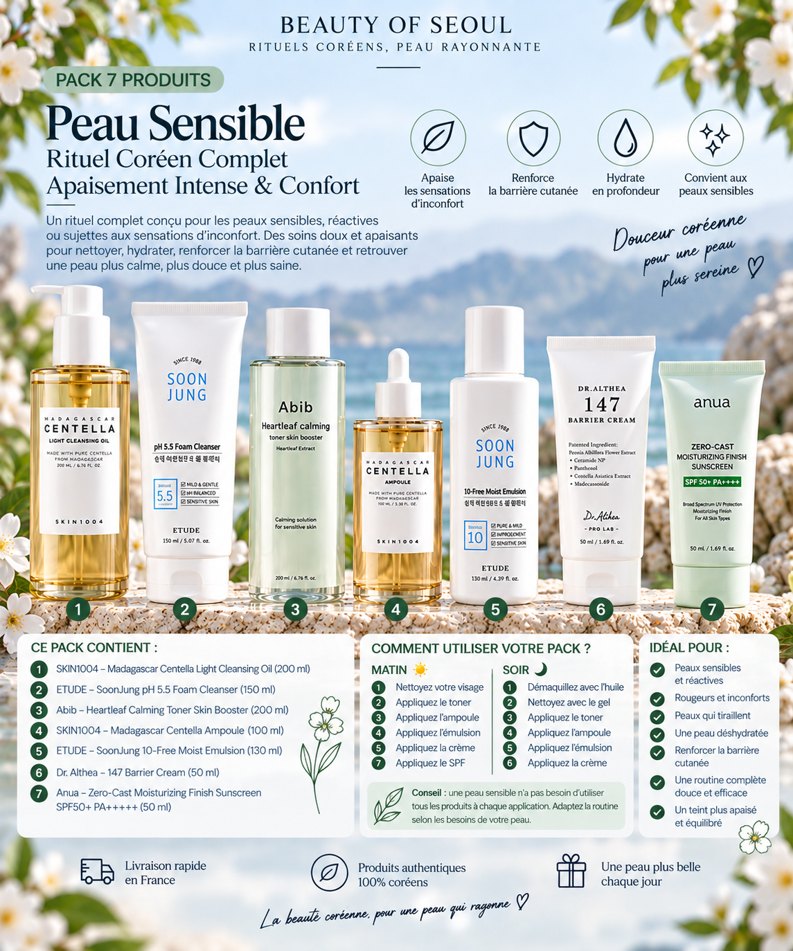 Pack peau sensibles 7 produits
