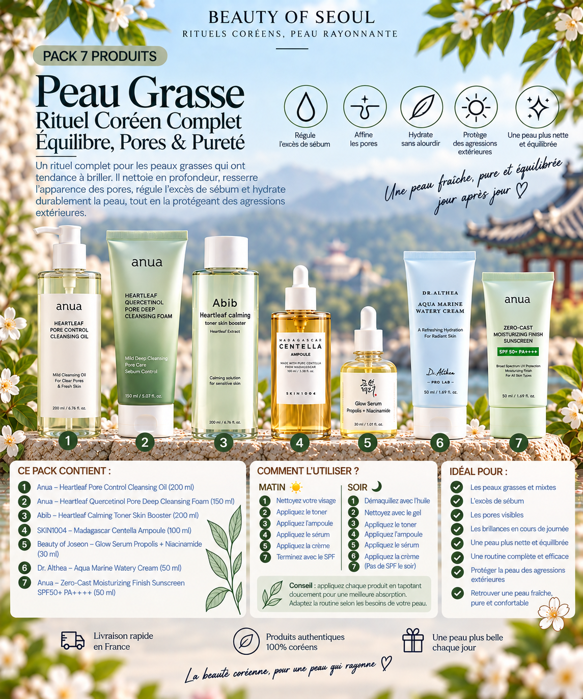 Pack peau grasse 7 produits