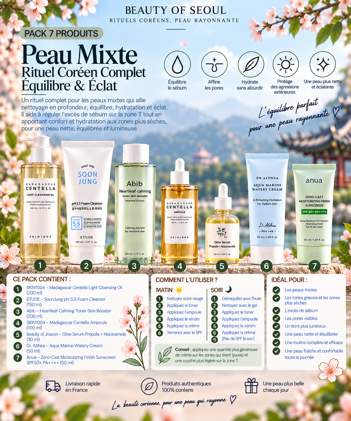 Pack peau mixte 7 produits